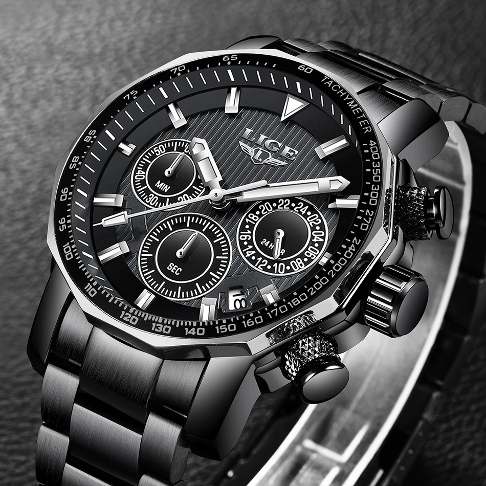 2019 New LIGE Mens Watches Top Brand Luxury Men's Waterproof All Steel Sports Watch Men Military Quartz Clock Relogio Masculino