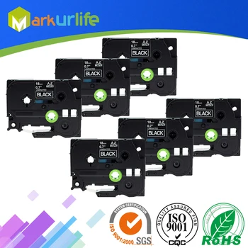 

Markurlife 6 PCS/Lot TZE345 Laminated Label Tape Compatible for Brother P-Touch Printer White on Black (18mm*8m) for Hot Sales