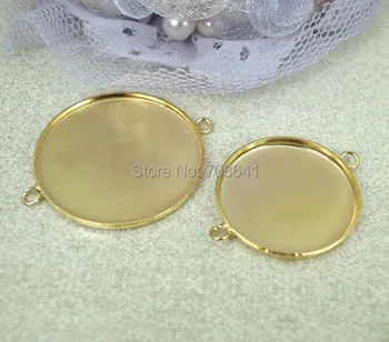 

Blank Strong Round Bezel tray with 2 Loops Bracelet Connectors Bases Resin Cabochons Settings Findings DIY Making Multi-color