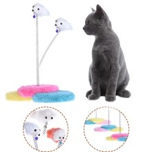 Funny Pet Cat Toys Feather False Mouse Plush Toy Cat Kitten Playing Toy Cat Mouse Scratching Pad for Pet Cat Color Randomly 1pcs