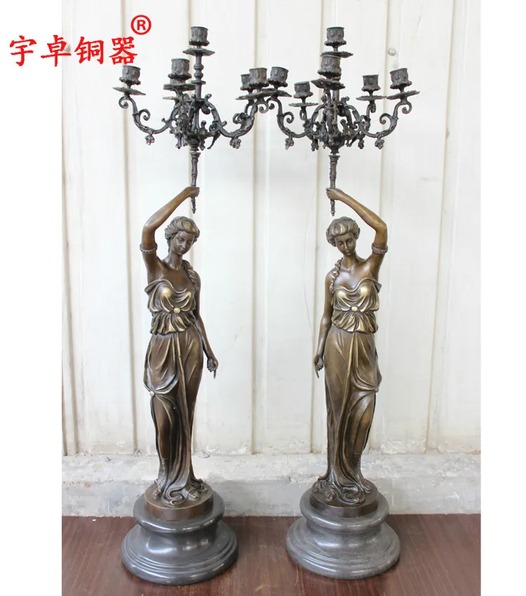 

Zhuo Yu new European style sculpture for home modern Candlestick leading European bronze sculpture ornaments copper