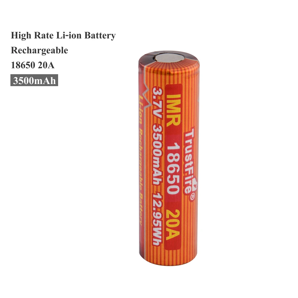 

TrustFire IMR 18650 3500mAh 3.7V 20A 12.95Wh High-Rate Li-ion Battery Rechargeable Batteries for E-cigarette LED Flashlight