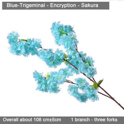 1 шт. вишневые цветы искусственные цветы ветви для свадьбы Арка мост украшение потолок фон Декор стены поддельный цветок - Цвет: Blue