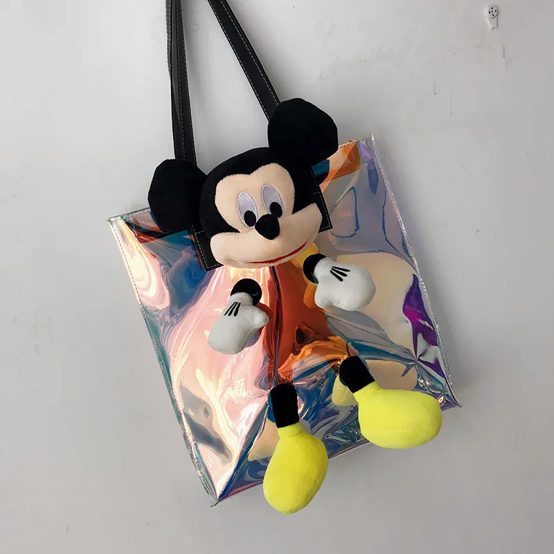

Torebki Damskie Transparent Bag Cartoon Bag Casual Tote Bags Women Shoulder Bag Plush Toys Sac Main Femme PVC Handbag