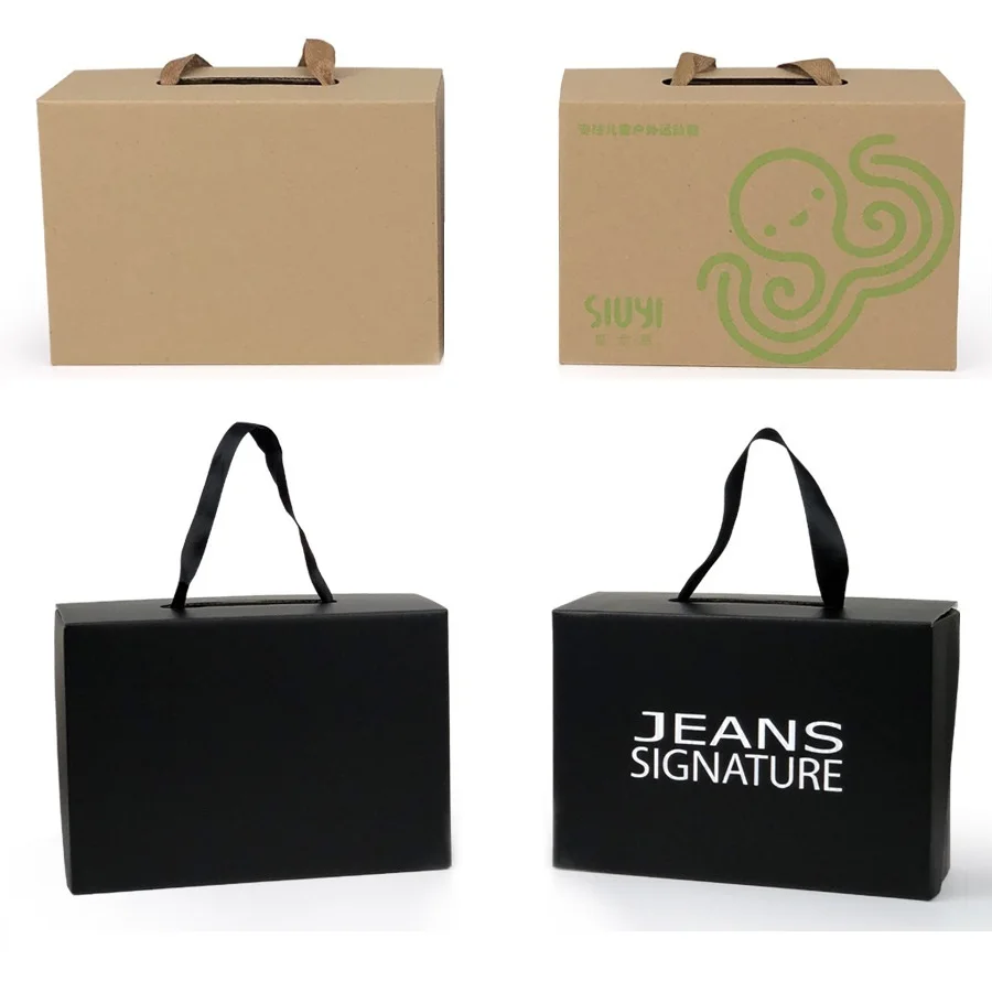 Экологически чистая крафт-бумага подарочная коробка черный/желтый складной Пользовательский логотип картонная упаковочная коробка подходит для одежды обувь