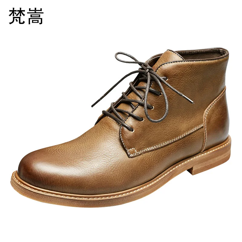 

Riding boots British high top mens shoes retro real leather boots autumn winter boots men all-match cowhide Genuine Leather army