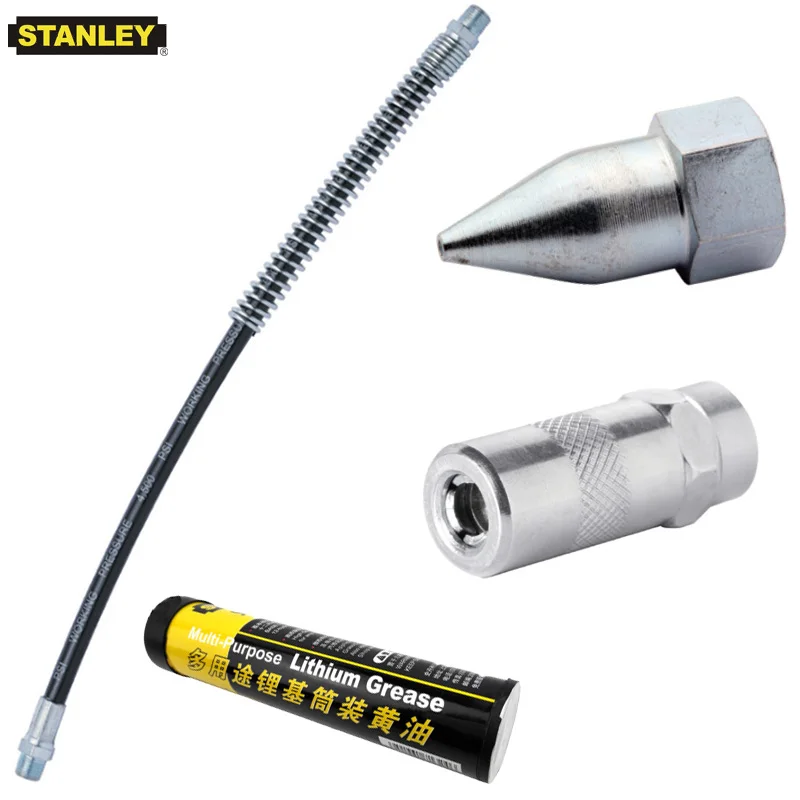

Stanley 1 piece grease couplers nozzles flex hose flexible 12" 18-inch nozzle fittings lubrication aid tool kit for grease gun