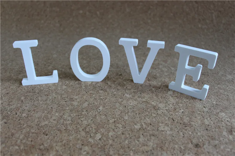 15 см искусственные деревянные белые буквы Алфавит цифровые цифры для украшения для свадьбы дня рождения и домашнего декора подарки - Цвет: LOVE