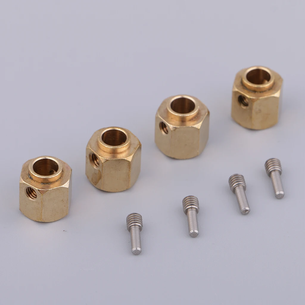 4Pcs 12mm Wheel Hub Brass Hexagonal Adapter Hex Adapter for 1/10 Traxxas TRX4 RC Crawler Truck Car Model