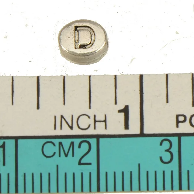 Бусины с алфавитом, подвески, браслет, ожерелье, ручная работа, овальная буква, 26, полная, а Б, плоская, серебряная, металлическая, Ювелирная фурнитура, 6*5*3 мм, 100 шт - Цвет: D