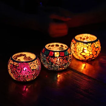 

Romantic Glass Candle Holder Color Tealight Candle Cup Stand Valentines Gift 4pcs/lot SH270