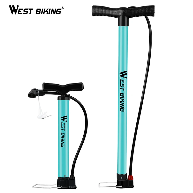 WEST BIKING Steel Cycling Pump 120/160PSI High Pressure Air Foot Pump
