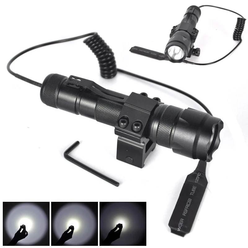

High Quality 2000lm T6 LED Tactical Torch Flashlight for Outdoor Hiking Hunting Light Lamp with Rifle Mount + Remote Switch