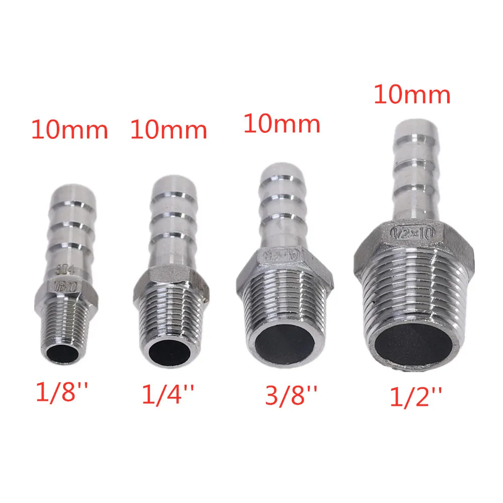 Acero inoxidable 304 BSP rosca macho Conexión de tubería X Barb manguera cola reductor Pagoda Junta conector