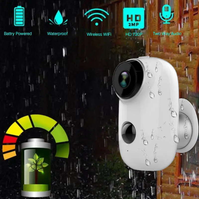 SDETER 100% Wire-Free Rechargeable Battery IP Wifi Camera 720P Outdoor Indoor Weatherproof IP65 CCTV Security Camera Wide View