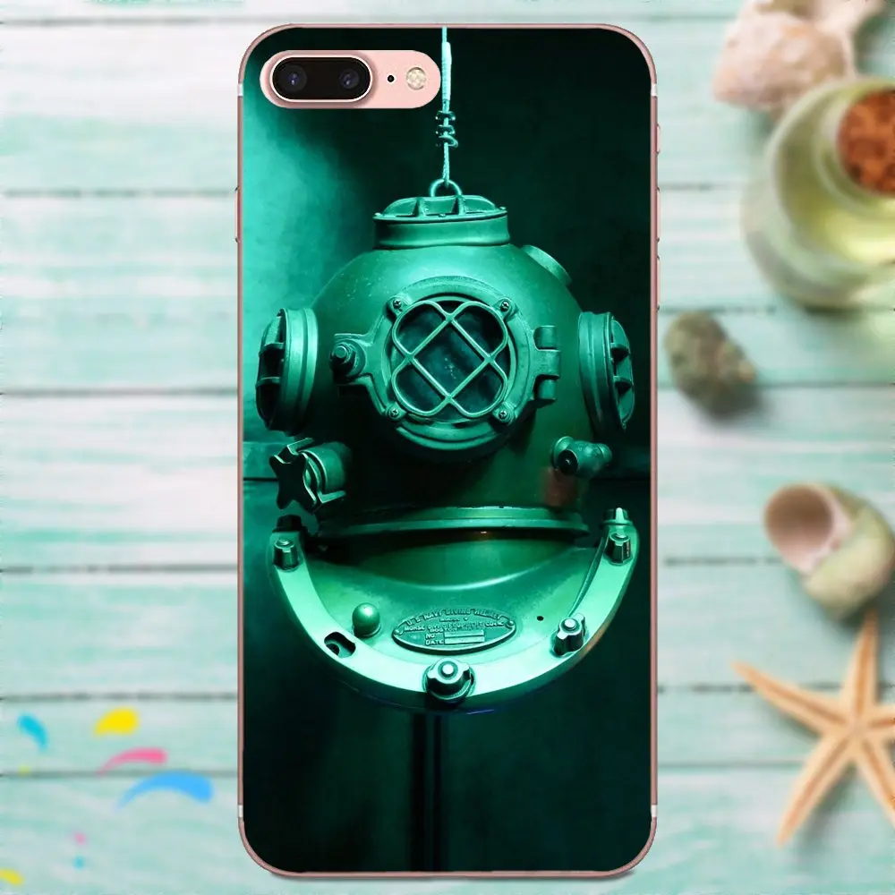 Чехол для задней панели телефона Apple iPhone X XS Max XR 4 4S 5 5C 5S SE 6 6S 7 8 Plus подводный шлем