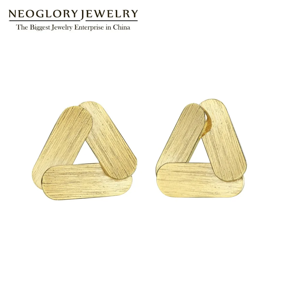 Neoglory Мода S925 посеребренные игольчатые треугольные два цвета рисунок серьги гвоздики для женщин новые ювелирные изделия подарок