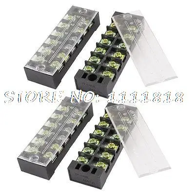 

600V 25A Dual Row 6P Screw Connection Barrier Terminal Block Strip 4 Pcs