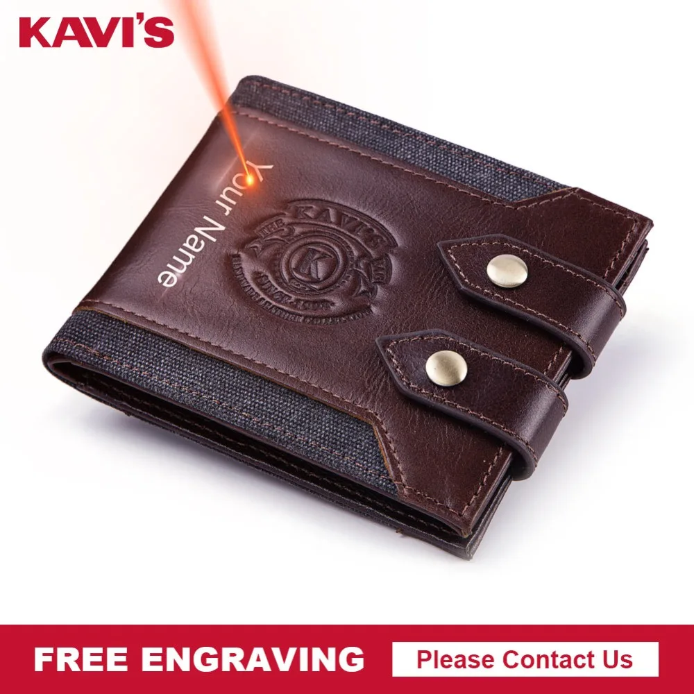 

KAVIS Free Engraving 100% High Quality Genuine Leather Men Wallet Coin Purse Small Walet Portomonee PORTFOLIO for Male Fashion