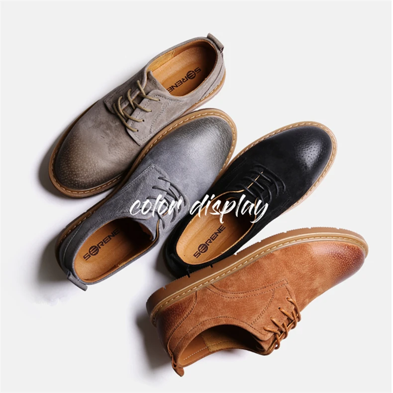 SERENE Brand New Men's Shoes Retro Leisure Leather Work Tooling Shoe Mens Lace Up Casual Shoes Male Waterproof OxFord Footwear (7)