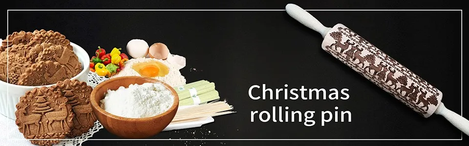 Pastry Board Christmas Rolling Pin