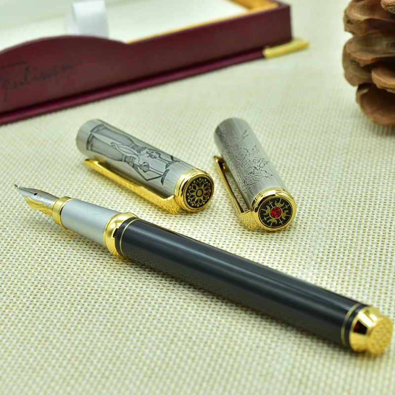 1pc Luxury Black Red Fountain Pen Bent Nib Art Calligraphy Pens Business Gift Metal Iridium Point Office Pens with A Gift Box 1pc Luxury Black Red Fountain Pen Bent Nib Art Calligraphy Pens Business Gift Metal Iridium Point Office Pens with A Gift Box