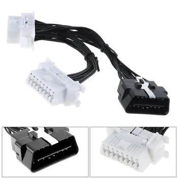 

OBD-II Y Type One Drag Two 16 Pin Male to 2 16 Pin Female Diagnostic Adapter Car Connector Cable for Elm327 Adaptor