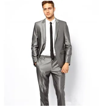 

Customized new men's suit two-piece suit (jacket + pants) men's fashion single buckle solid color suit wedding groom dress
