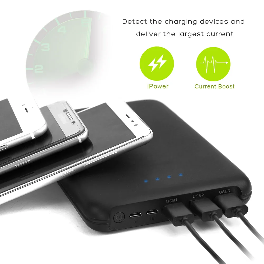  ALLPOWERS 30000mAh Power Bank High Capacity Triple USB Output Quick Charging for iPhone 7 8 XS Sams