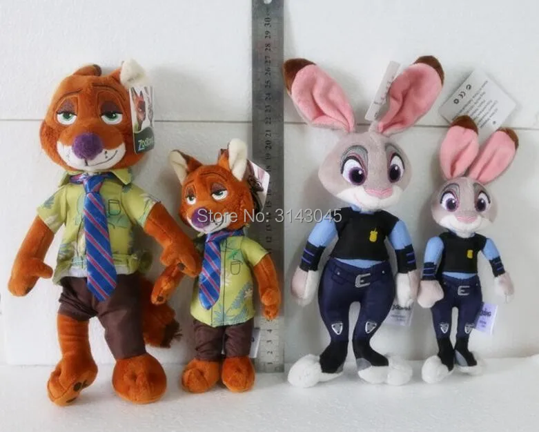 Высокое качество 22-28 см зверополис вышивка полицейский кролик Джуди Хоппс лиса Ник Вайлд мультфильм Животные игры Мягкие плюшевые игрушки