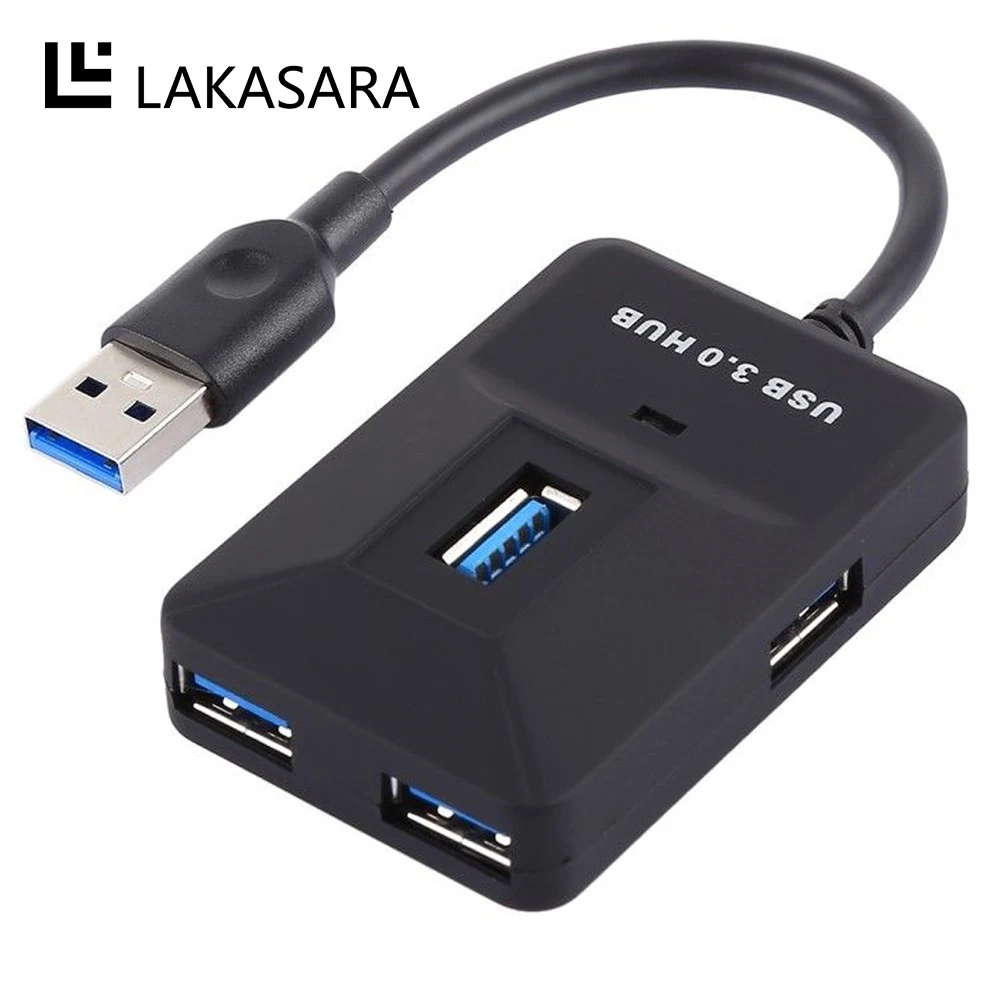 USB 3,0 концентратор адаптер USB 3,0 до 4 порта USB 3,0 концентратор 15 см Длина USB 3,0 адаптер - Цвет: Черный