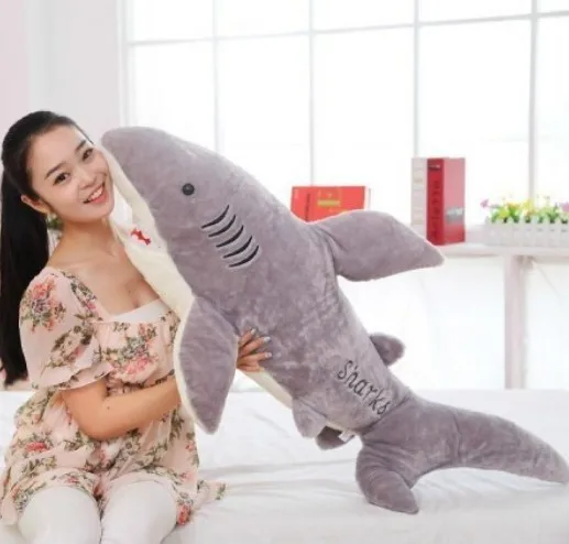 Free shipping 100cm big size shark plush toy The simulation plush toy of shark soft suffed toy factory supply Christmas gift