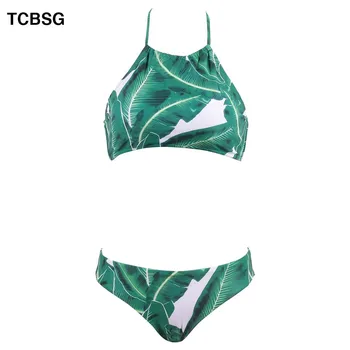 

TCBSG 2019 New Swimwear Bikinis Sexy Women Swimsuit Summer Bandeau Bikini Printed Bikini Set Solid Beach Push Up Bathing Suits