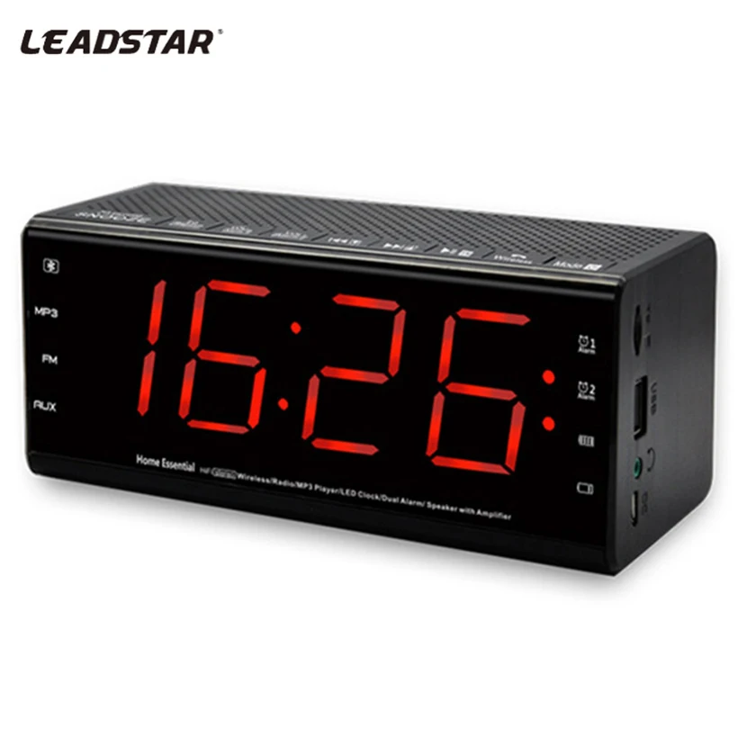 Беспроводная Bluetooth Колонка Leadstar с будильником громкой связью ЖК экраном FM радио