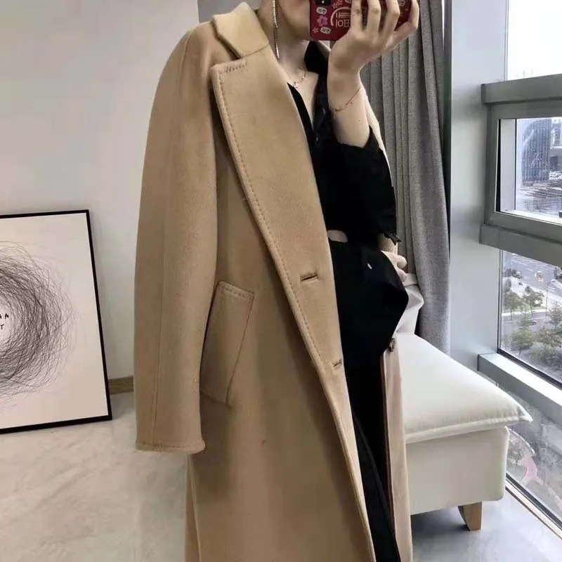 Зимнее женское модное повседневное длинное дизайнерское шерстяное кашемировое шерстяное пальто