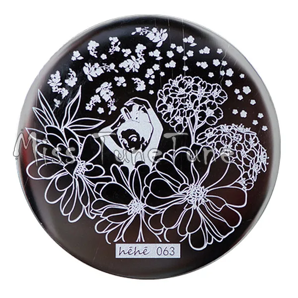 12 шт./компл. шаблон штамповочных плит для ногтей японский анимационный цветок с рисунком сада изображение маленького размера круглый