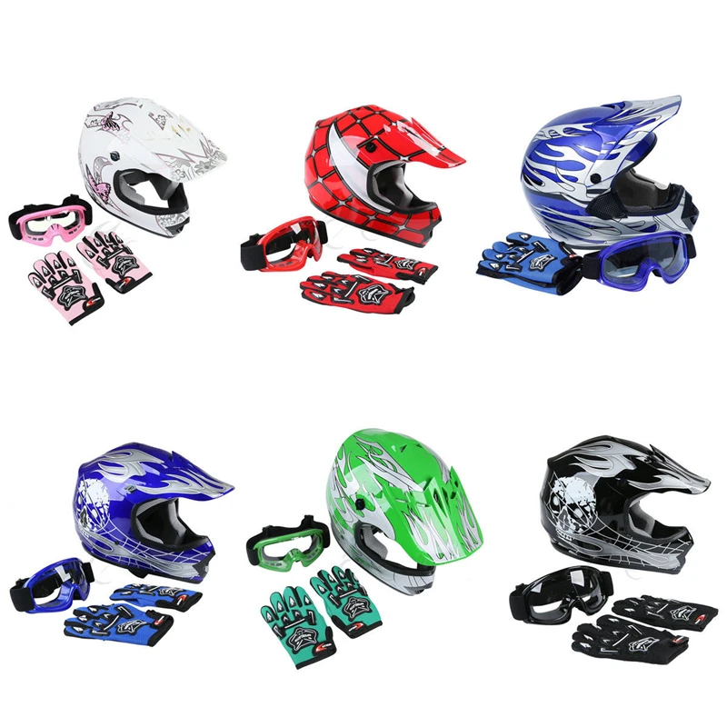 S/M/L/XL DOT Youth Kids Dirt Bike ATV Full Face шлем очки W/перчатки 6 цветов аксессуары для мотоциклов