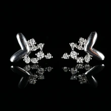 0.21ct SI/H полный разрез с натуральными бриллиантами Твердые 14 к белого золота Женщины помолвка Свадебная вечеринка тонкие серьги гвоздики ювелирные изделия