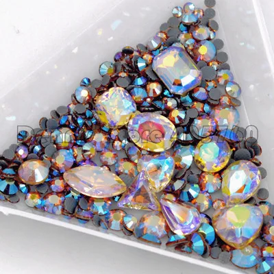 1 упаковка разных размеров разноцветные блестящие 3D Алмазные граненые Стразы с плоской задней поверхностью акриловые украшения для ногтей - Цвет: color 5