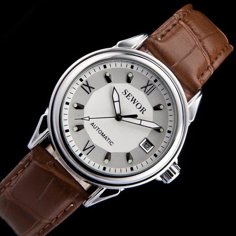 

SEWOR Brown Dress Automatic Mechanical Watches Mens Date Men's Analog Watch