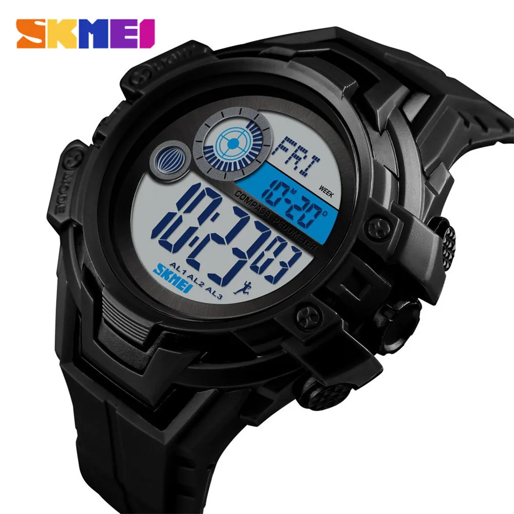 

SKMEI 1447 Outdoor Sports Watches Compass Calorie Pedometer Digital Wristwatches Waterproof Men's Watches Relogio Masculino