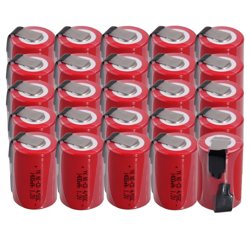 Real capacity 25 pcs 4/5SC battery 1.2v batteries rechargeable 1400mAh nicd akkumulator for power tools | Электроника