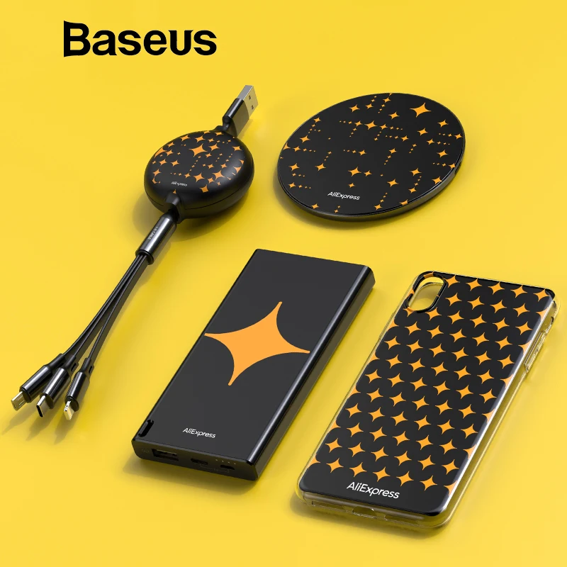 

Baseus & AliExpress Joint Design Memorial Product,Wireless charger+3 in 1 Usb Cable+Power Bank+Phone case for iPhone X Contained