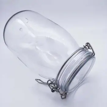 

1150ML Plastic Oval Clip Top Storage Jar With Airtight Seal Lid Food Container Tableware Preserving Kitchen Flour Pasta Spice Or
