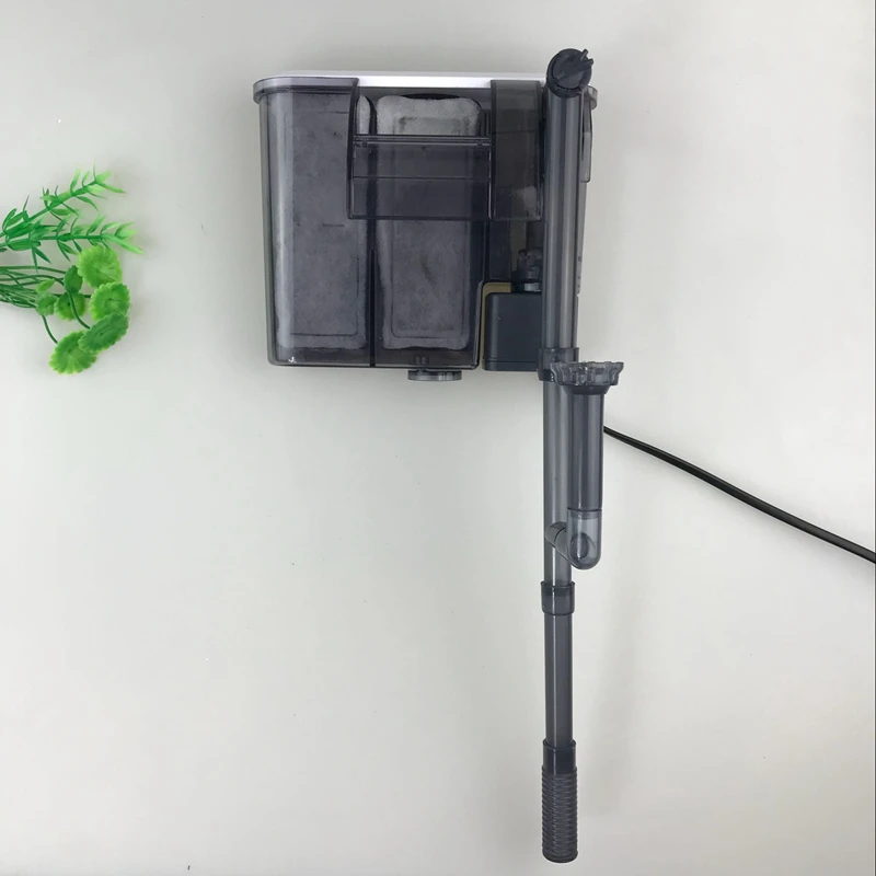 aquarium fish tank hanging waterfall activated carbon filter with surface skimmer functionin