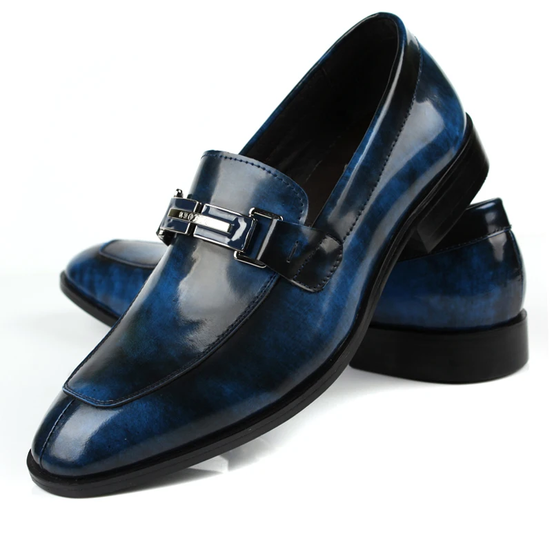 Blue Leather Italian Designer Men Shoes Blue Leather Italian Designer Men Shoes