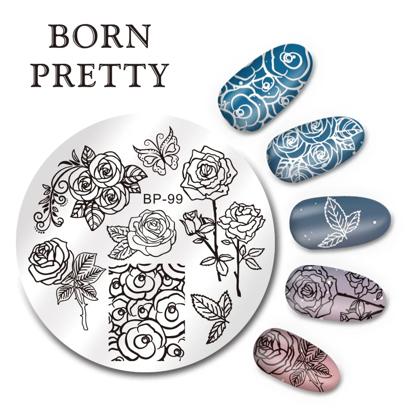 Born pretty 5.5 см Круглый Ногтей Штамп Шаблон Бабочки Цветочный Дизайн Плиты Изображения BP-99