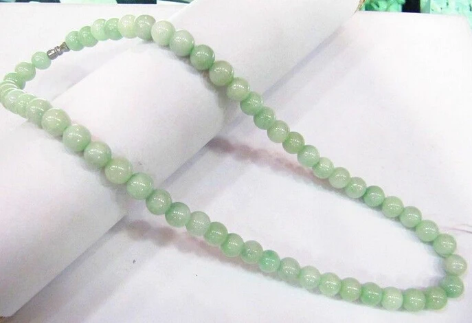 

1378 Natural Green Jade/Jadeite Smooth Beads Necklace