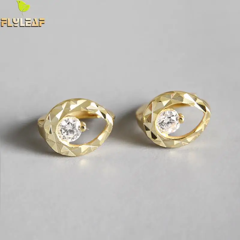 

Flyleaf Gold Drops 4A Zircon Stud Earrings For Women 2018 New Trend 100% 925 Sterling Silver Fashion Jewelry Brincos