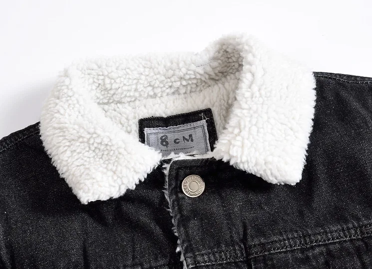 black denim jacket with white fur collar mens